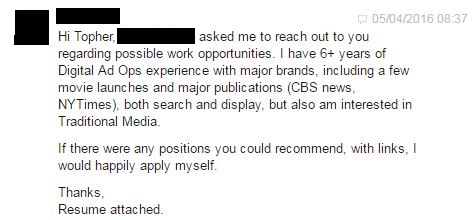 Dear Stranger Who Asked Me to Supply Him With a List of Jobs to Apply to